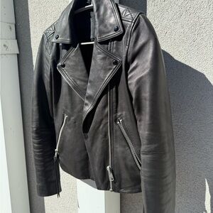 All Saints Dalby Slim Fit Leather Biker Jacket